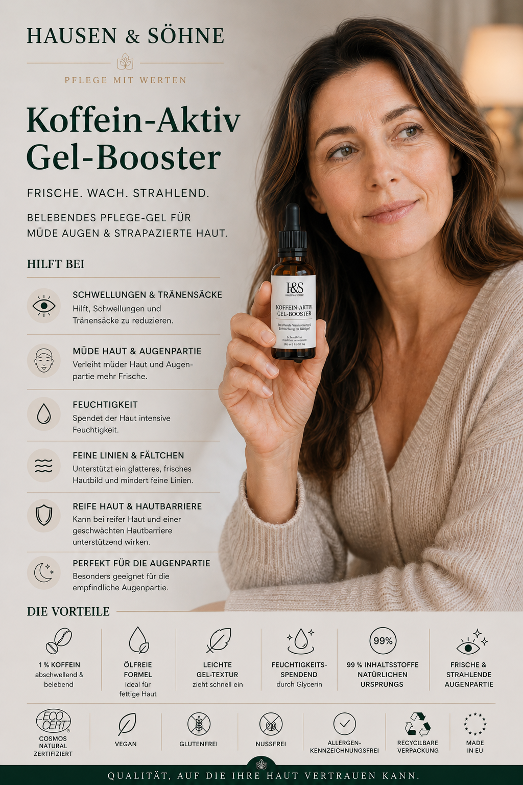 Koffein-Aktiv Gel-Booster für die Augenpartie | Hausen & Söhne